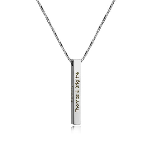 Elegant 3D Bar Necklace with Engraving